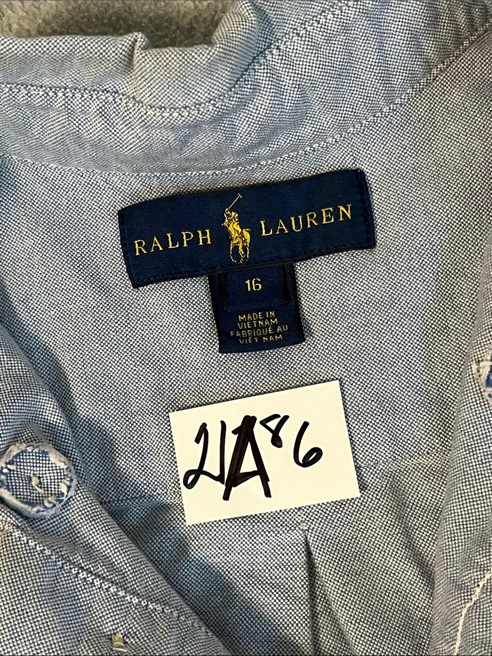 Ralph Lauren Light Blue Oxford Button-Down Shirt Boys Youth 16 Flesh Pony